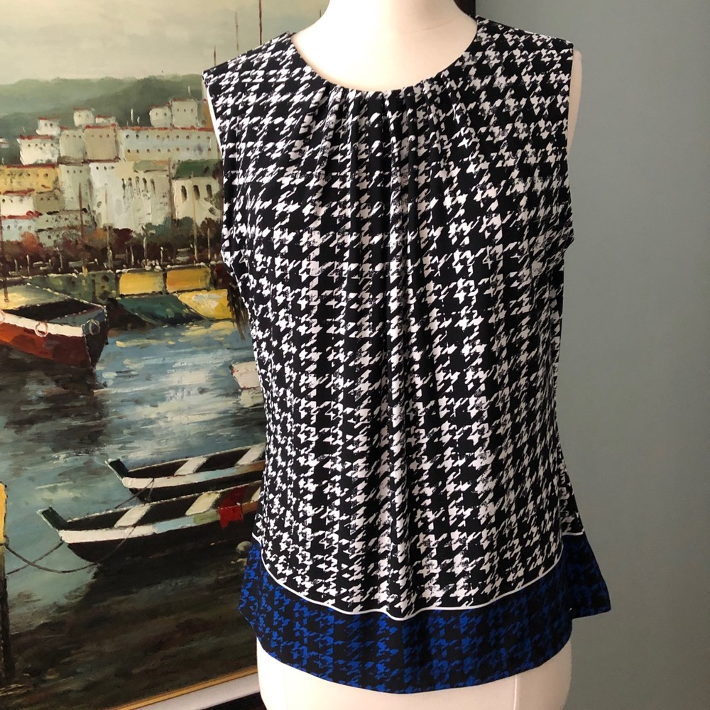 Calvin Klein Blouse black white Dogtooth pattern